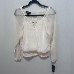 BCX White Sheer Blouse Size Medium